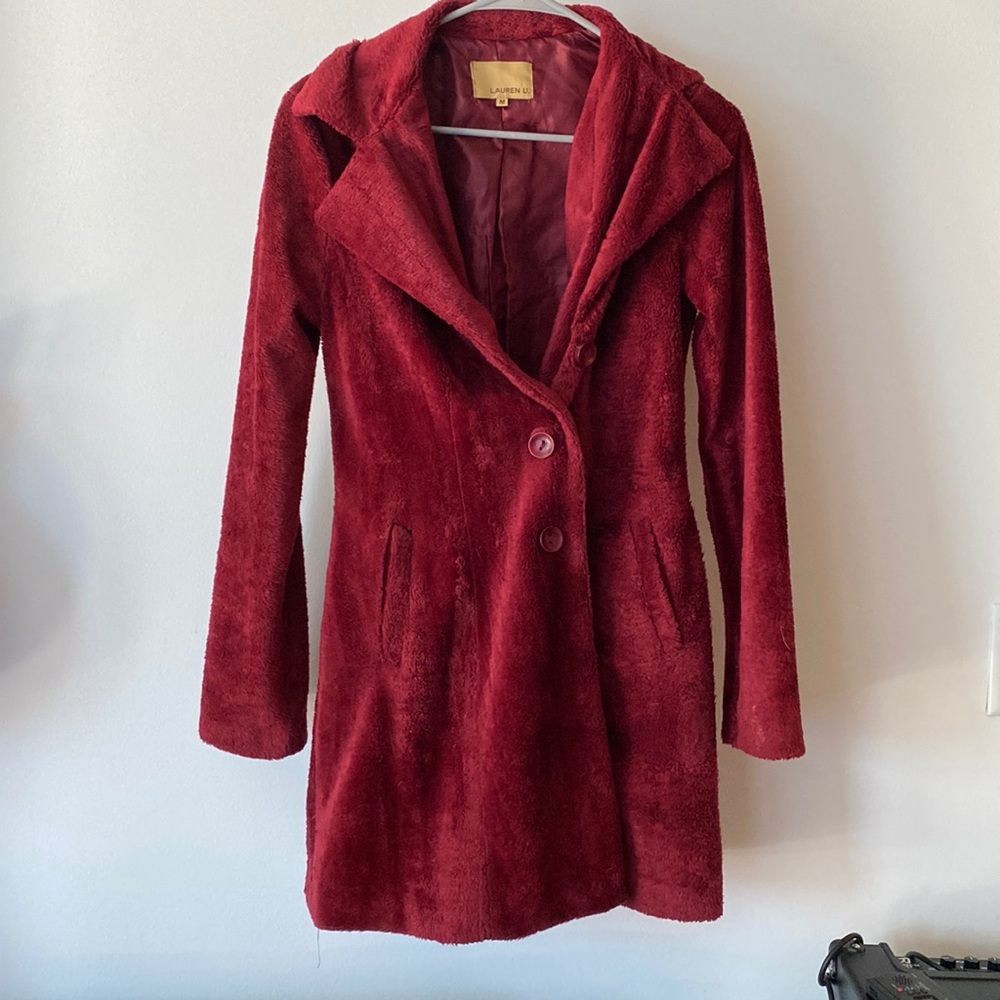 Lauren U faux fur red coat